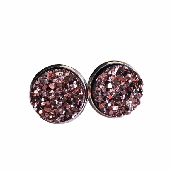 gallery_of_gems Jewelry - Rose Gold Chunky Druzy Silver Stud Earrings!